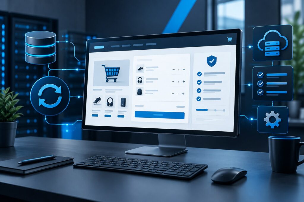 WooCommerce-Shop vor einem Update mit technischer Prüfung von Checkout und Datenbank